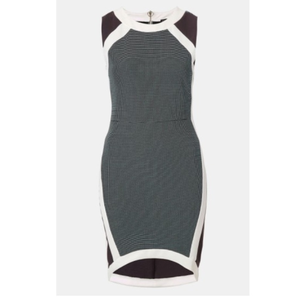 Topshop mixed media bodycon dress in teal multi